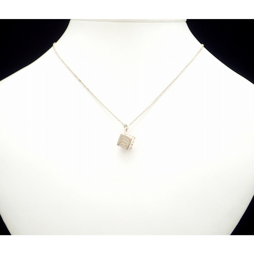 TIFFANY Co Atlas Cube Necklace Pendant Silver
